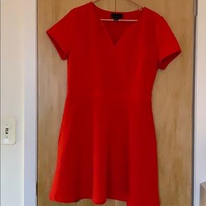 Red Dress with Triangle Cut Out at Neckline